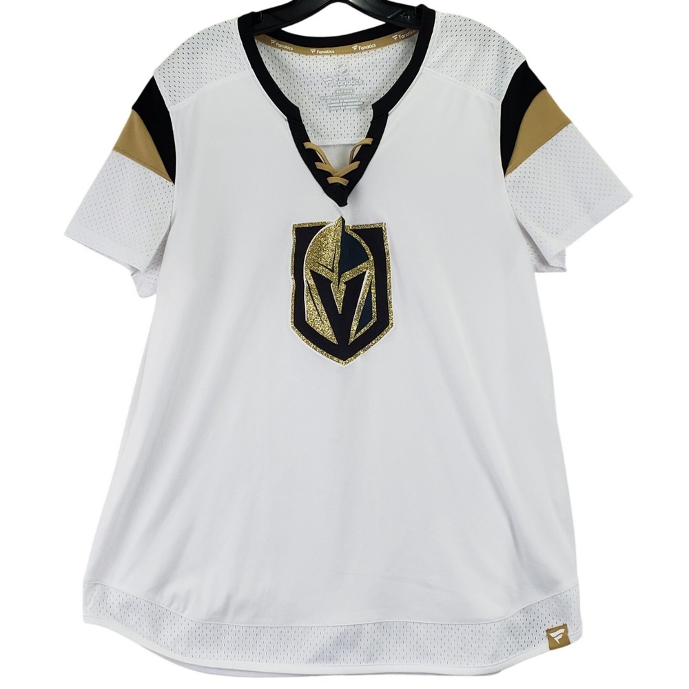 Vegas Golden Knights Fanatics Jersey Top Womens XL White Gold NHL Hockey Gameday
